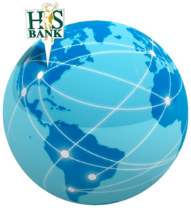 picture of globe with Home State Bank icon pointing to Crystal Lake