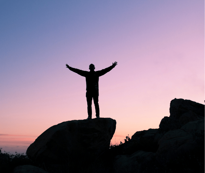 Person standing on mountain