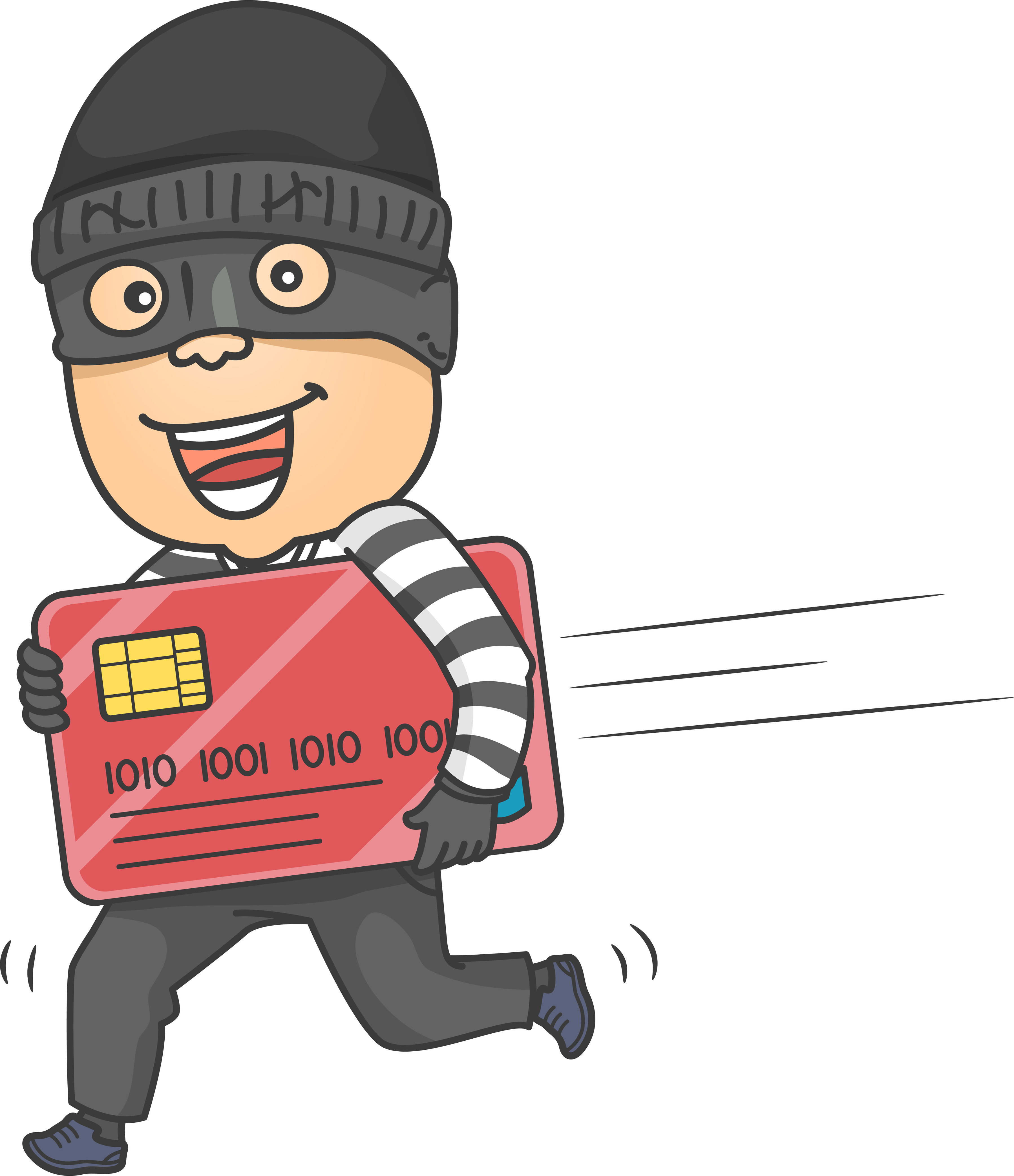 bandit or fraudster stealing a debit card