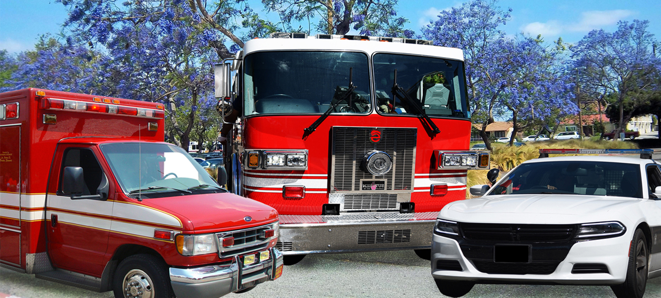 picture of ambulance fire truck police car