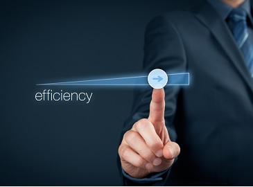 Man in suit swiping choosing digital efficiency button