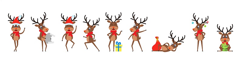 silly reindeer picture doing different things