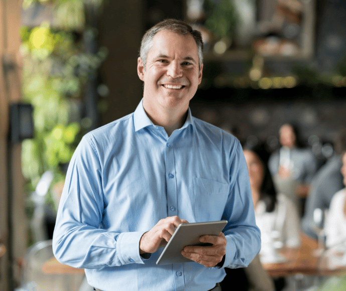 Man holding tablet
